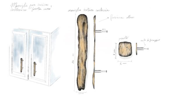 maniglia fissa maniglia per mobili con texture legno modello olmo by niva design