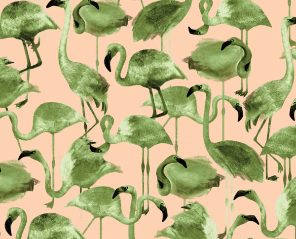 carta da parati modello flamingo cipria disegnata a mano by niva design