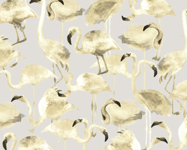 carta da parati modello flamingo grey disegnata a mano by niva design