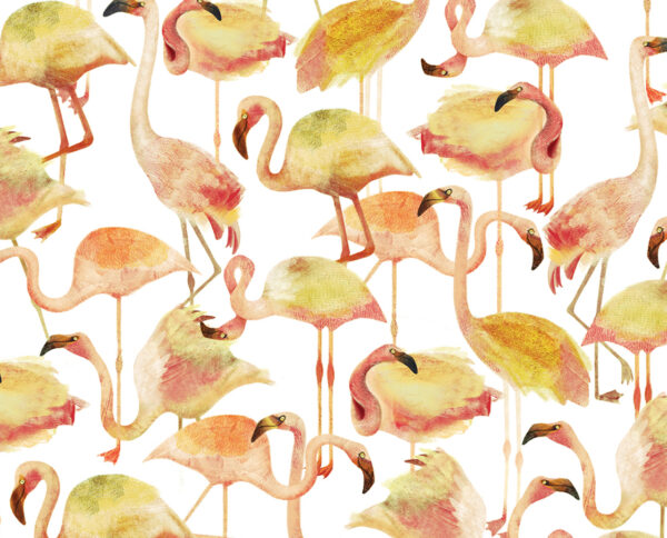 carta da parati modello flamingo yellow disegnata a mano by niva design