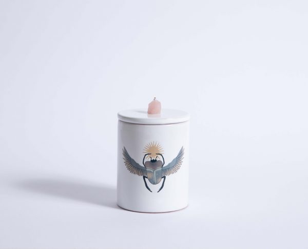 CANDELA SCARABEO quarzo rosa TOTEM ANIMALS